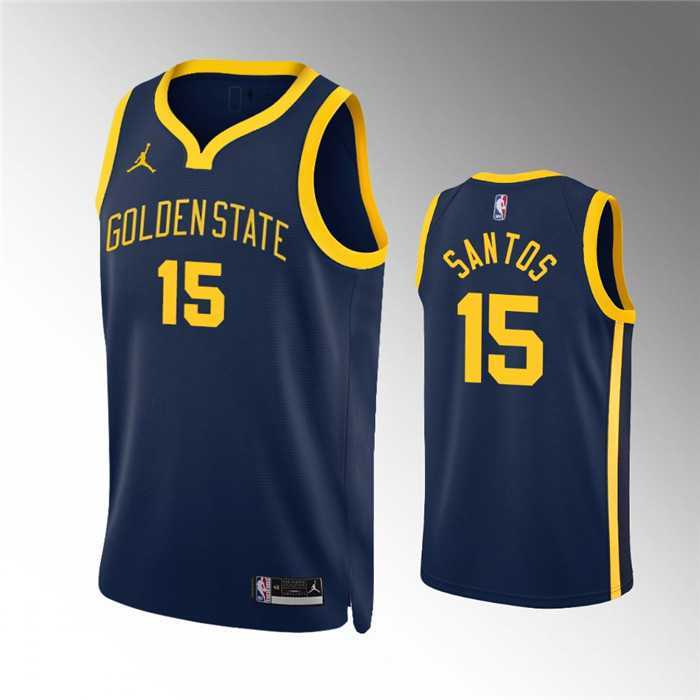 Men%27s Golden State Warriors #15 Gui Santos Navy Statement Edition Stitched Jersey Dzhi